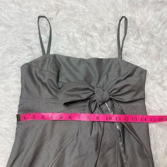 Ted Baker Grey Dress Bow Spagetti Strap Size 2 Wool Silk Blend Fitted Sheath - Picture 8 of 11